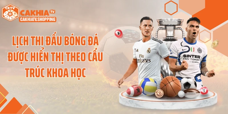 Lịch thi đấu bóng đá được hiển thị theo cấu trúc khoa học